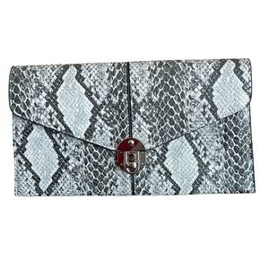 Sondra Roberts Squared Snakeskin Print Clutch Bag